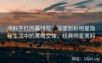 黑料不打内幕特写：深度剖析明星隐秘生活中的黑暗交锋，经典明星黑料